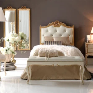 Carved-Gold-Italian-Button-Upholstered-Bed