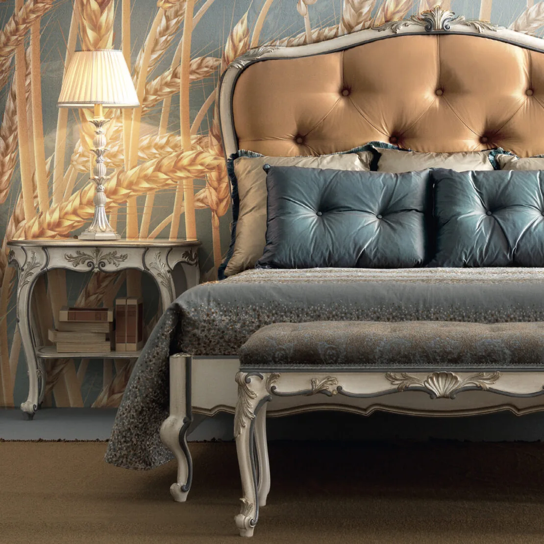 Carved-Louis-Style-Tufted-Bed - Image 3