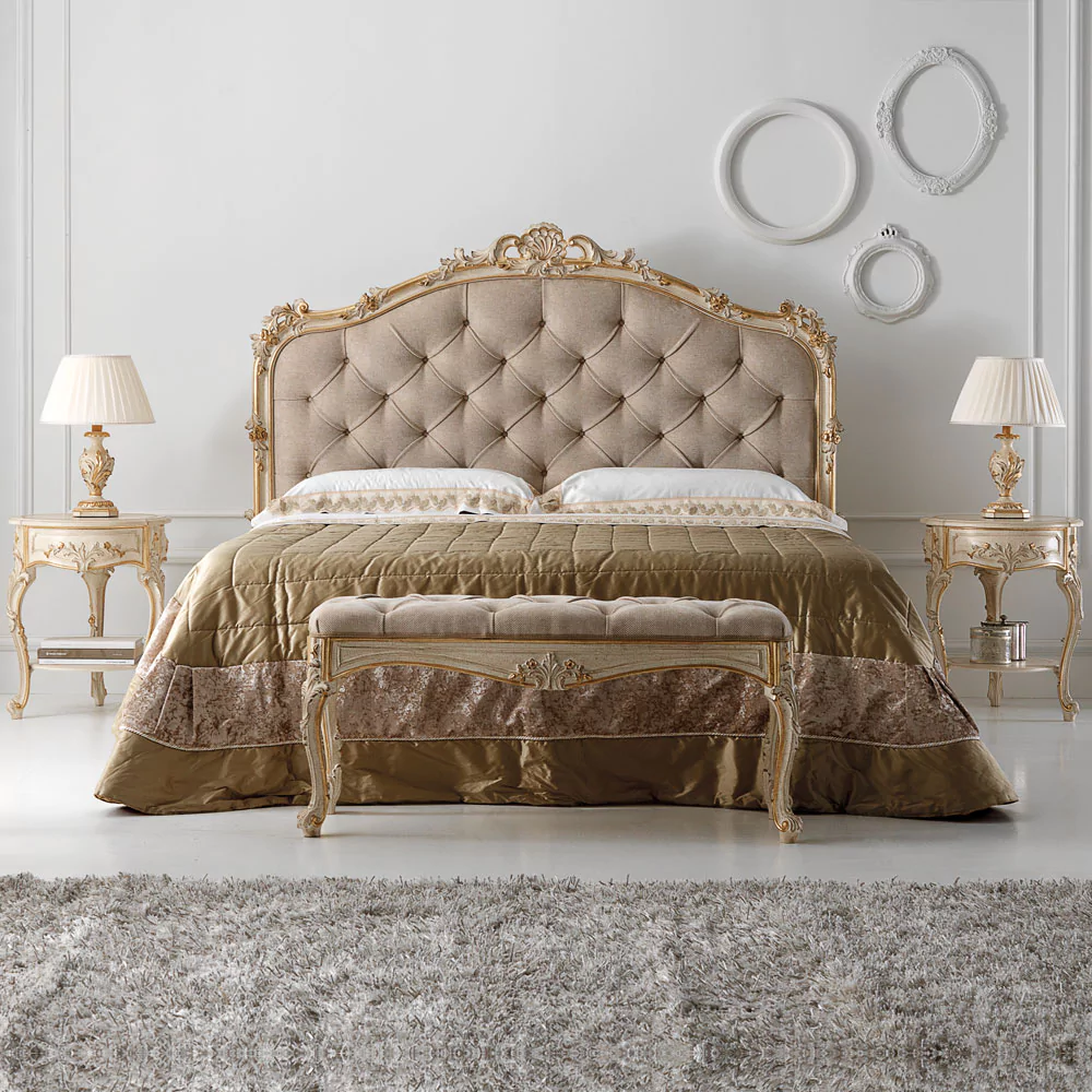 Carved-Reproduction-Rococo-Italian-Button-Upholstered-Bed