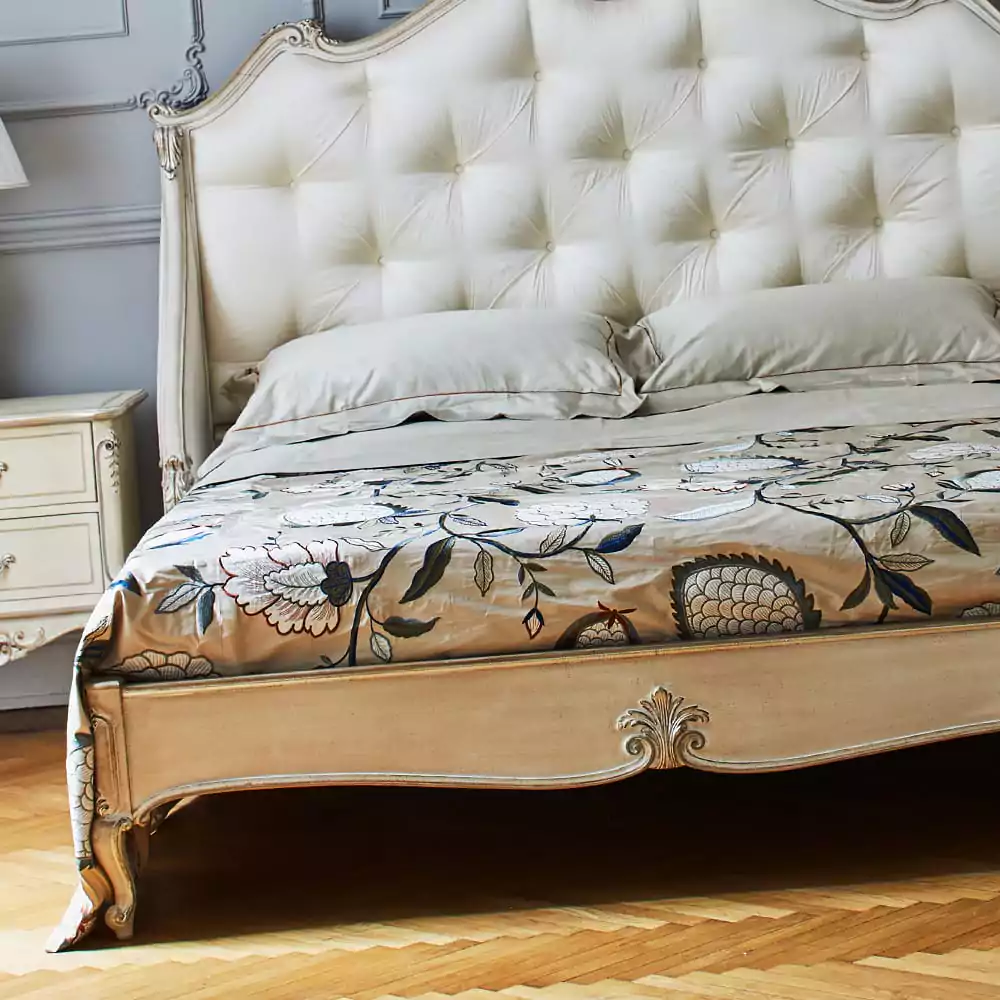 Classic-Italian-Designer-Button-Upholstered-Winged-Bed - Image 3