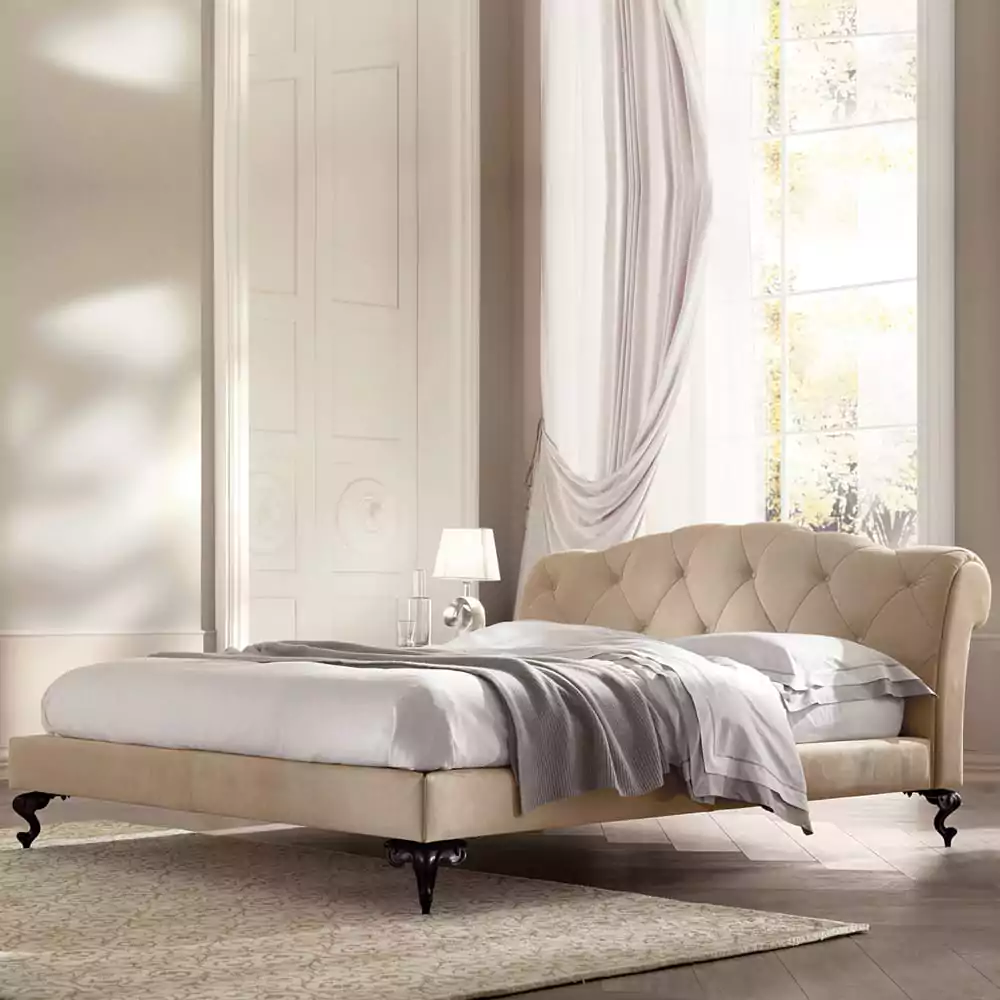 Classic-Italian-Nubuck-Leather-Button-Upholstered-Bed