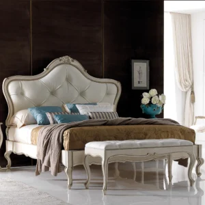 Embellished-Italian-Leather-Button-Upholstered-Bed