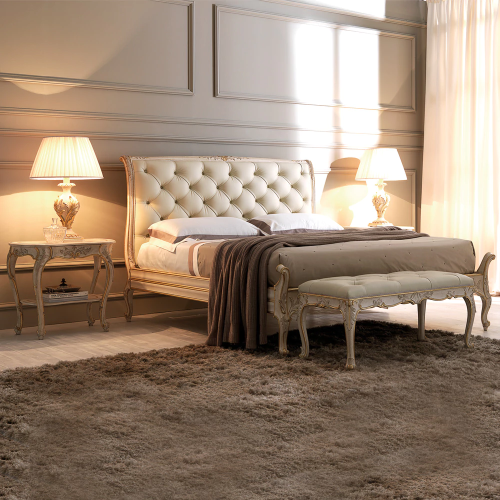 High-End-Italian-Ornate-Leather-Button-Upholstered-Bed - Image 3