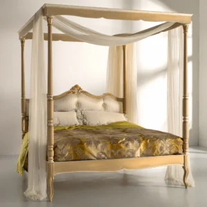 Italian-Button-Upholstered-Four-Poster-Bed