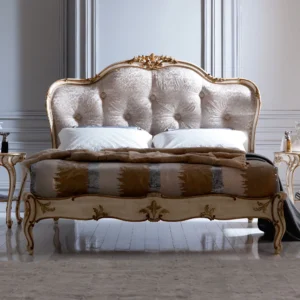 Italian-Designer-Button-Upholstered-Winged-Bed
