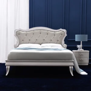 Italian-Designer-Pearl-White-Upholstered-Bed