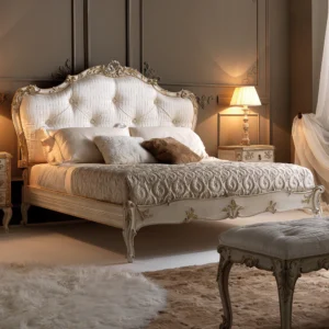 Italian-Rococo-Luxury-Silk-Button-Upholstered-Bed