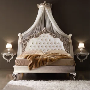 Ornate-Italian-Designer-Silver-Leaf-Bed