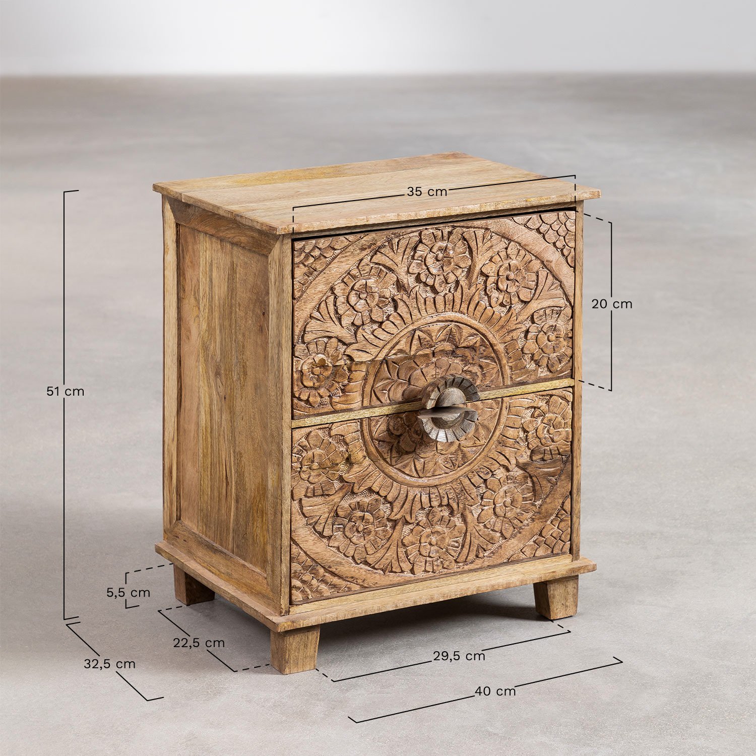 bedside-table-with-drawers-in-mango-wood-wiluna - Image 3