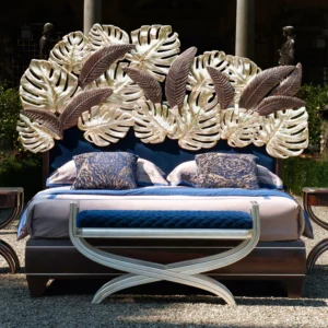 luxurious-bed-with-palm-leaf-design-headboard