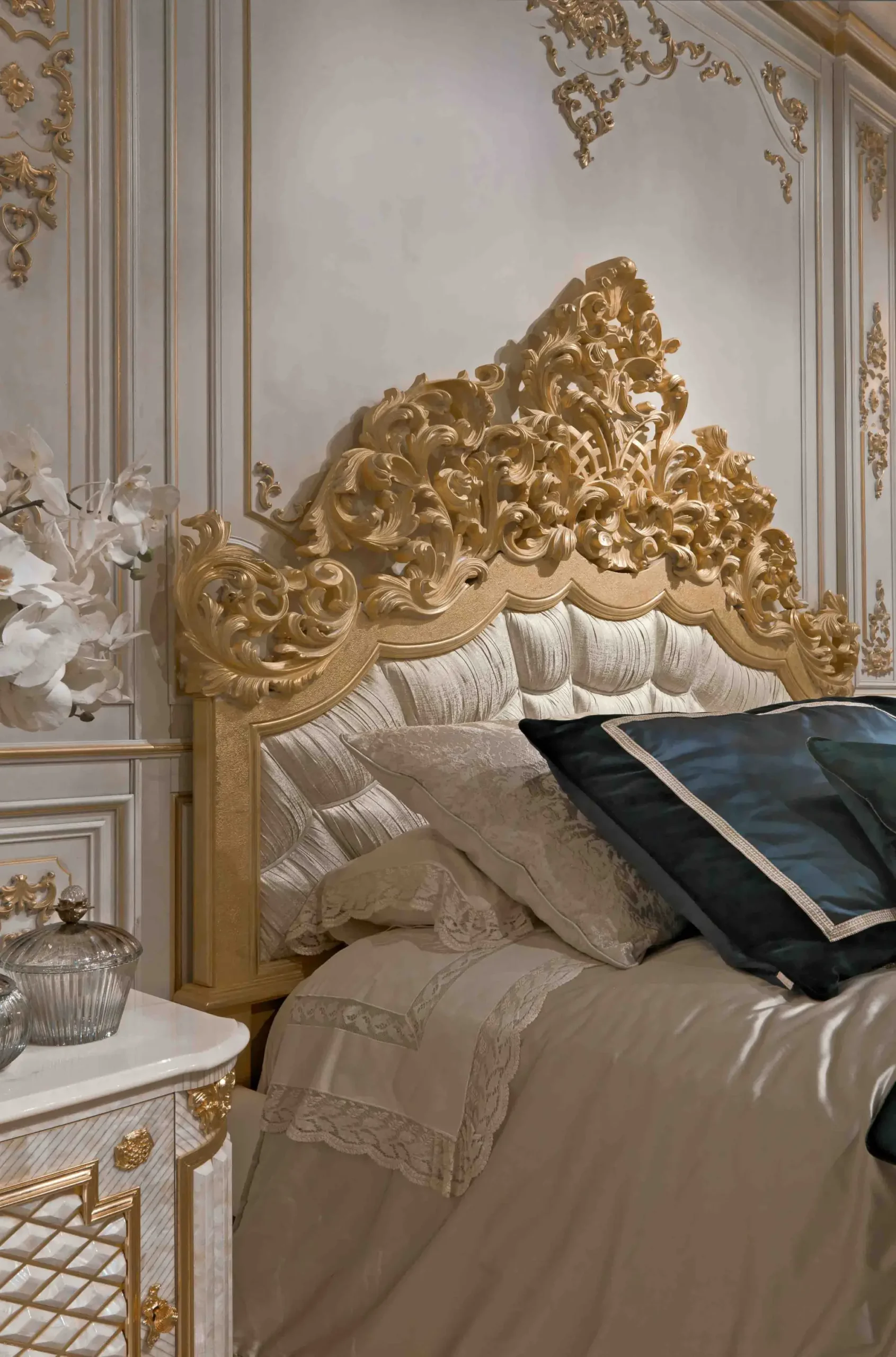 Luxury Hand-Carved King Size Bed - Image 6