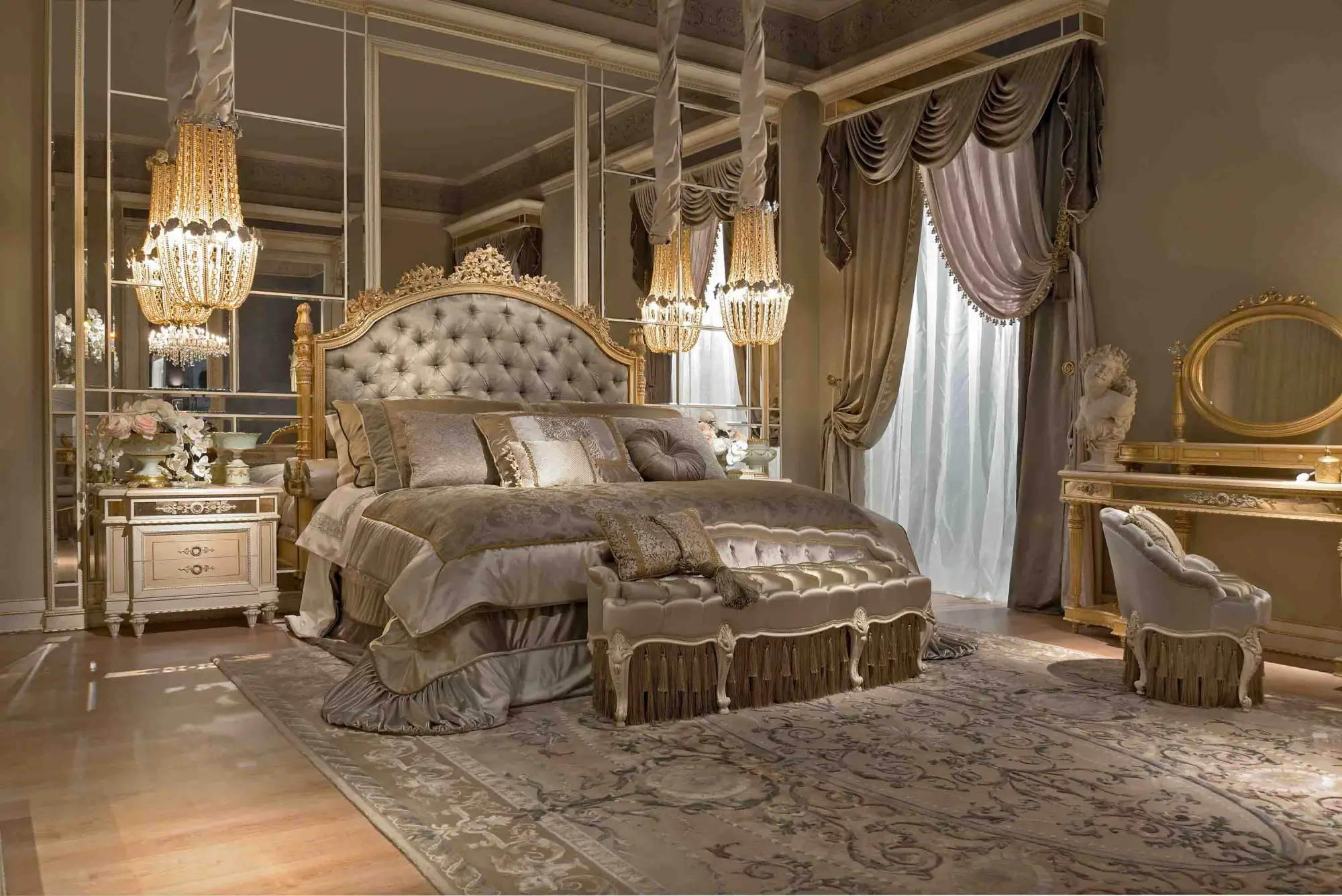 Hand-carved royal design with floral and scrollwork accents