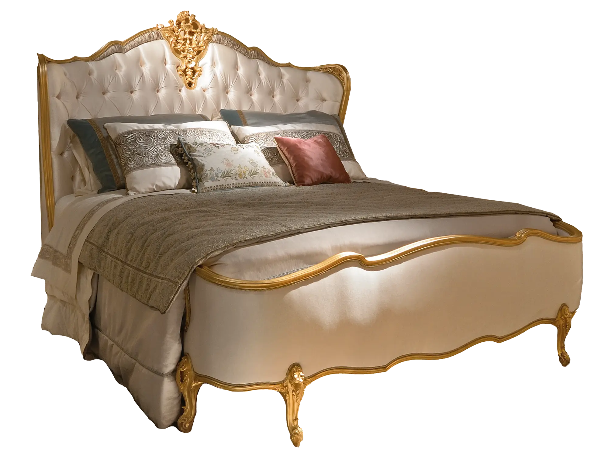 Classic European baroque with hand-carved crest and scalloped edges