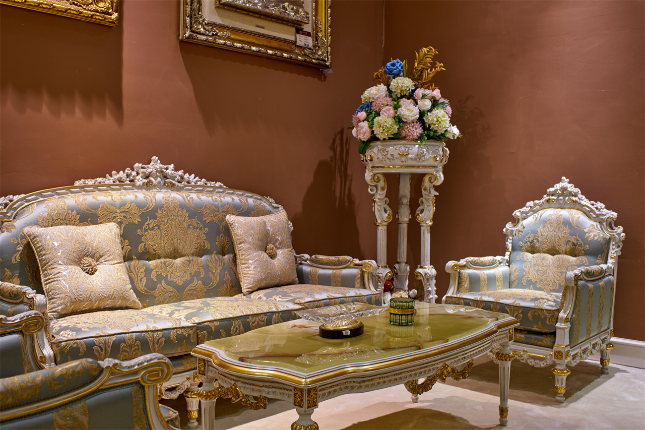 Luxury Hand-Carved 7-Seater Sofa Set with Silver Finish - Image 2