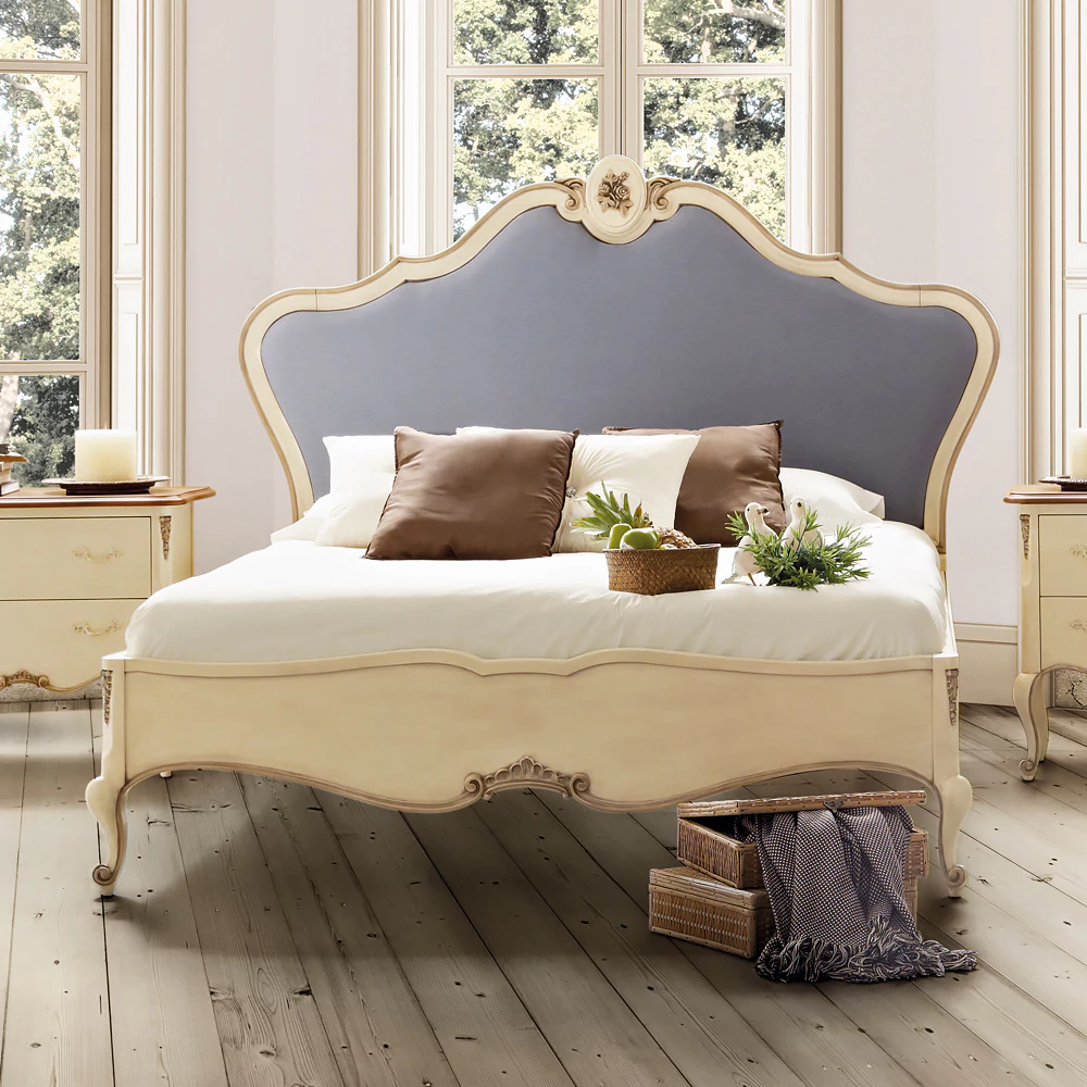 1 Queen-size bed, 2 Bedside tables, 1 Vanity table with mirror and stool, 1 Chest of drawers - Image 2