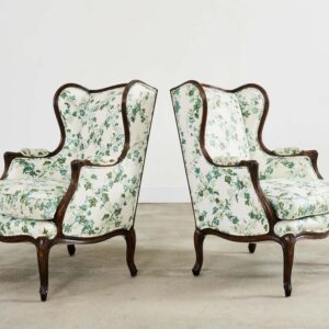2 Wingback chairs, 1 Round pedestal table